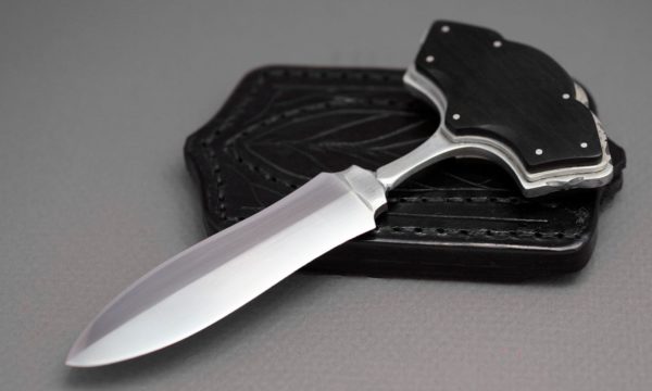 3.5" High Carbon Steel Push Dagger With African Blackwood & Sterling Silver