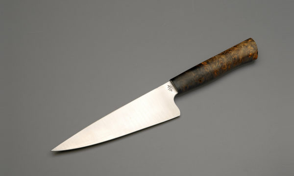 7" Stainless Steel Chef Knife With Stabilized Buckeye Burl