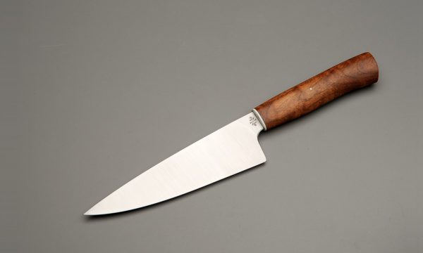 7" High Carbon Steel Chef Knife With Stabilized Walnut