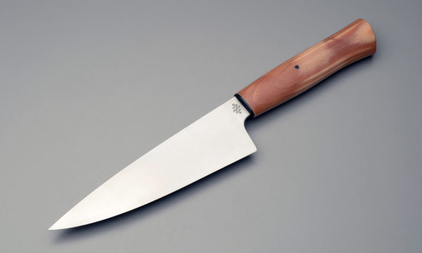 7" High Carbon Steel Chef Knife With Stabilized Birch