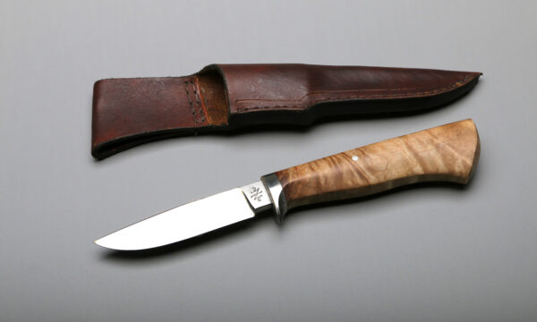 Drop Point Hunter Blade and Knife With Rock Maple Handle