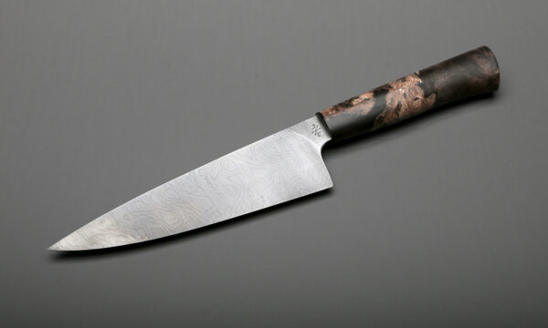 7" Custom Damascus & Brown Maple Handle Chef Knife